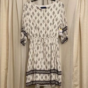 White and grey floral dress